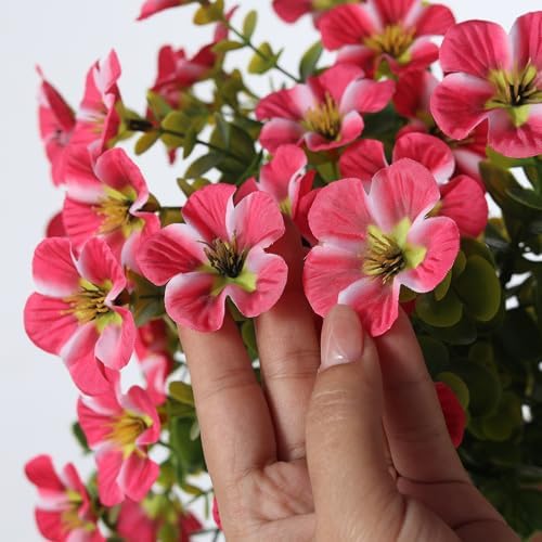 4 Bundles 29.5" Artificial Hanging Silk Flowers for Front Door(Rose Red) - Image 6