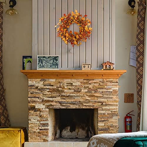 YNYLCHMX 20" Fall Wreath for Front Door, Eucalyptus and Sorghum Decor - Image 7