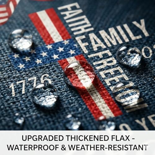 Waterproof Thickened 250 Anniversary Usa Flag, Outdoor Usa 250th Anniversary Merchandise God Bless America Small Garden Flags for Outside, 4th of July Patriotic Flags 12x18 Double CROSS FAITH FREEDOM - Image 4