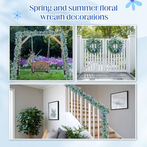 4 Pcs 6 ft Artificial Flowers Wisteria Garland, Blue - Image 6