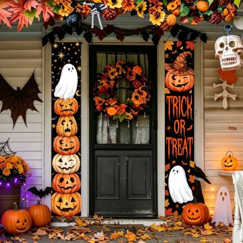 Halloween Door Banners Outdoor Halloween Decorations Pumpkin Porch Decor - Image 2