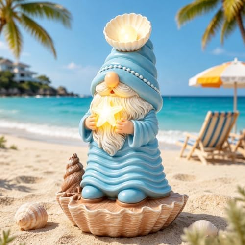 GIGALUMI Garden Gnome Statue, Solar Gnomes Ocean Themed Outdoor Decor by GIGALUMI
