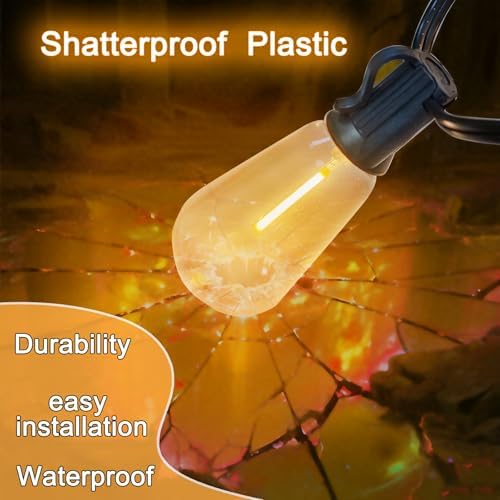 Outdoor LED String Lights with 50 Feet 26 Edison Plastic Bulbs(1 Spare), Waterproof Hanging Lights for Patio Backyard Porch Balcony Party Decoration - Image 4