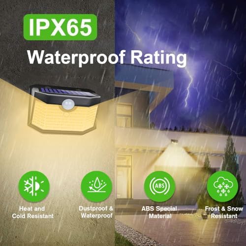 HMCITY 120 LED Solar Lights Outdoor Motion Sensor, 8 Pack, Black Warm - Image 5