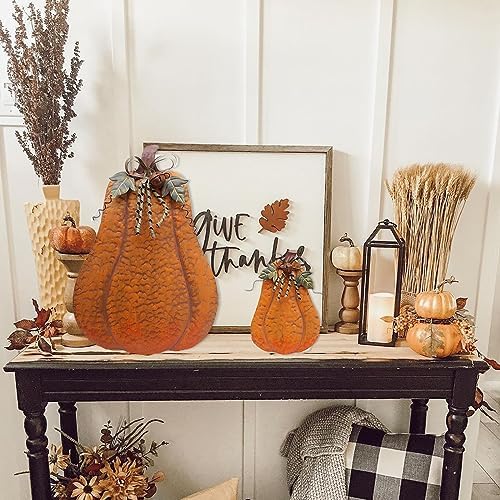 Pumpkin Decoration for Home Free Standing Metal Flat Pumpkins - Image 2