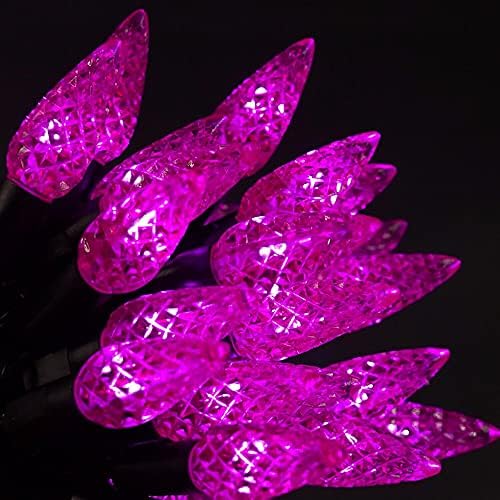WATERGLIDE Halloween C6 String Lights, 33ft 100 LED Black Wire Fairy Lights with 29V Safe Adaptor, 8 Lighting Mode, Waterproof for Indoor Outdoor Patio Xmas Tree Party Decor, Purple - Image 3