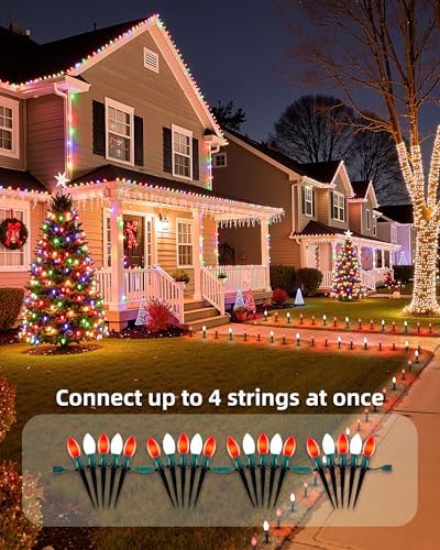 Christmas Pathway Lights Outdoor,25.7 Ft Lights with 20 Red and White Bulbs - Image 6