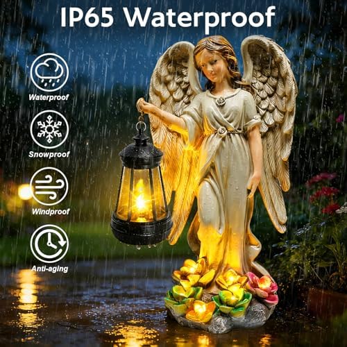 Solar Garden Statue Angel Figurine,11.8in Fairy Angel Solar Lights Outdoor - Image 5