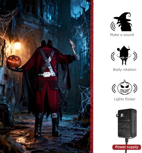 HOYECHI Animatronic Halloween Decorations Headless Warrior 6.2ft – Motion & Sound Activated Scary Decorations, Left Axe Right Pumpkin, Touch & Sound Triggered Outdoor Halloween Decor - Image 2