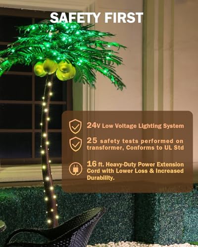 TYBEEU 5ft Lighted Palm Tree with 136 LED Lights & Glowing Coconuts - Image 5
