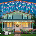 33ft Icicle Lights for Outside, Red White and Green Christmas Lights Outdoor Indoor, 400 LED Twinkle String Light with 75 Drops, Clear Wire Connectable Timer for Thanksgiving Room Home Wall Bedroom by Nielfoi