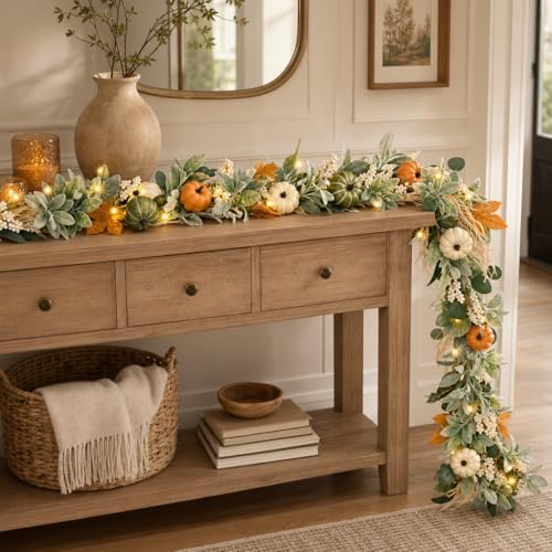 9 FT Fall Garland with Lights, Extra Long Fall Garland for Mantel - Image 7