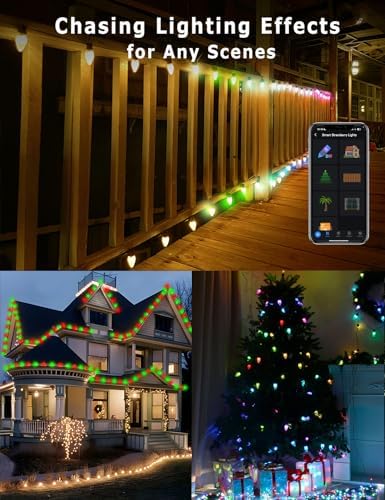 HIITEN Smart RGB C9 Christmas Lights Outdoor 79FT 100 LED, DIY Chasing Effects with Timer Music Sync APP & Remote, Waterproof Extendable Color Changing String Lights for House - Image 3