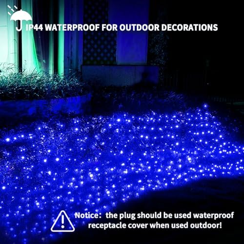Dirnun Led Christmas Net Lights Blue Outdoor Christmas Lights 160LED 5ftx7ft, Waterproof Outdoor Indoor Fairy Mesh Net Light for Xmas Party, Yard, Patio, Trees, Shrubs, Bushes Decorations - Image 3