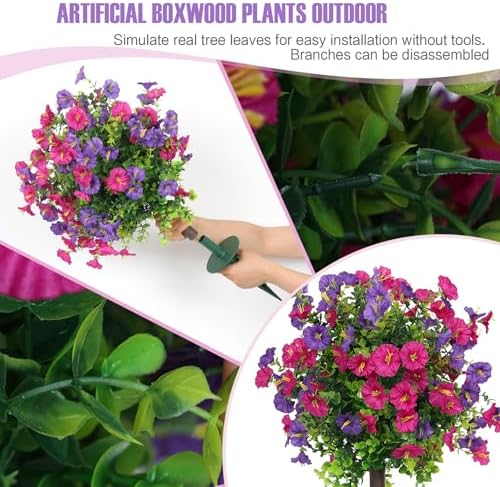 Artificial Shrubs for Outdoors 2‑Pack Blue Purple Garden Yard - Image 4