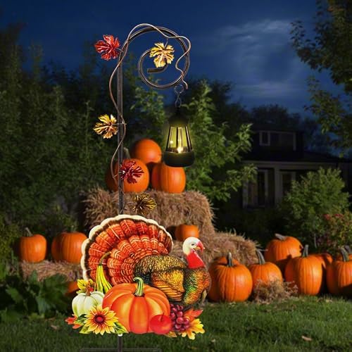 Turkey Solar Lantern Garden Stake Metal Outdoor Thanksgiving Yard Light - Image 2