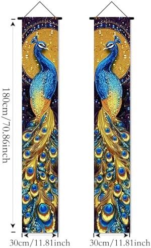 Nuxovilar Peacock Design Porch Banners Set 12x70 Inches Polyester - Image 2