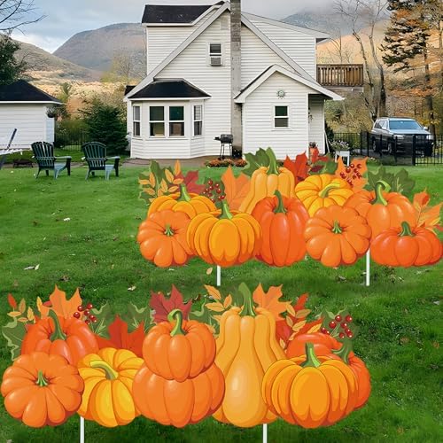 Augisteen Fall Yard Signs Pumpkin Yard Stakes Thanksgiving Pumpkin Lawn Signs Harvest Garden Sign Outdoor Decoration with Stakes for Fall Thanksgiving Home Patio Lawn Garden Holiday by Augisteen