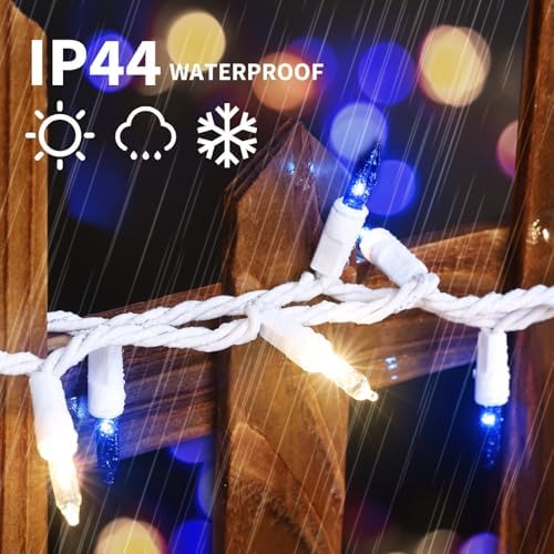 LAMPHOME Blue Clear Christmas String Lights, 150 Count 31.9FT Incandescent Mini Fairy Lights, UL Certified White Wire Hanukkah Lights for Indoor Outdoor Holiday, Xmas Tree, Hanukkah & Patio Decor - Image 3