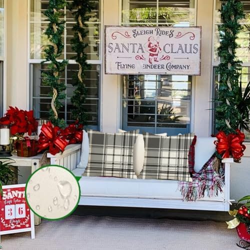 RABUSOFA Pillow Covers 18x18 Inch Indoor Outdoor Waterproof Set of 2 Buffalo Plaid Striped Holiday Decorative Cushion Cases for Home Patio Decor Decorations Couch Gray - Image 6