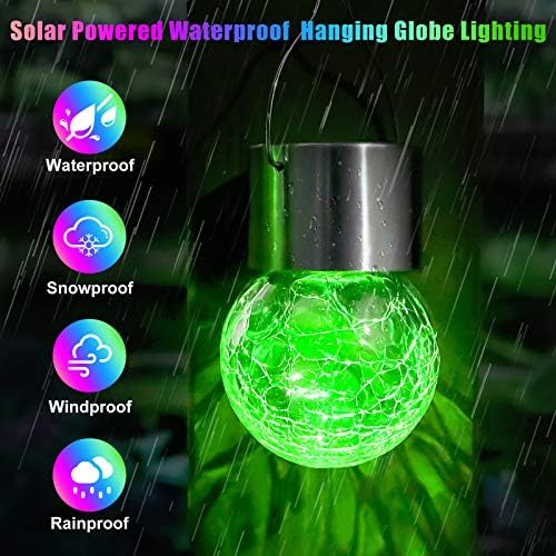 12Pack Outdoor Hanging Solar Lights, Cracked Glass Ball Lights, Multicolor - Image 2