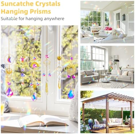 Sun Catchers 6Pieces Colorful Crystals Suncatcher with Chain Pendant - Image 4