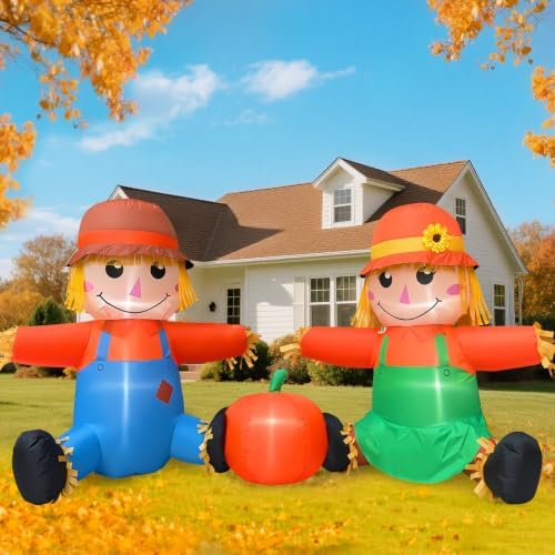 6FT Fall Thanksgiving Inflatables Outdoor Decorations with Built-in LEDs by TURNMEON