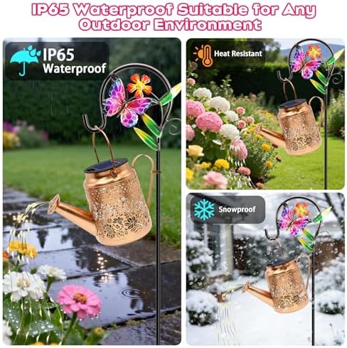 Solar Lights Outdoor Waterproof, Butterfly Solar Watering Can with Lights - Image 6
