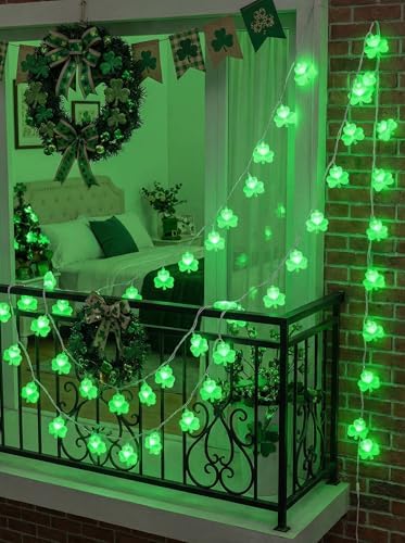 Shamrock String Lights, 8.5Ft St Patrick's Day Decorations String Lights with 10 Green Clover Lights, Connectable Shamrock Indoor Fairy Lights for St Patrick's Day Party Irish Holiday Garden Decor - Image 3
