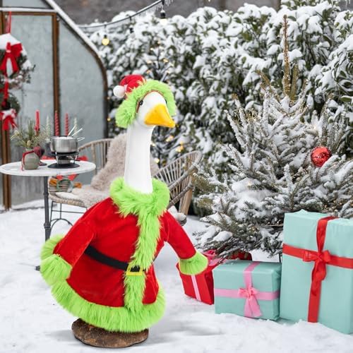 Cutecrop Christmas Porch Goose Outfit 23" Green Santa Claus Costume - Image 2