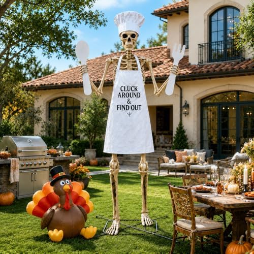 4 Pcs Chef Outfits Set for 12 Ft Giant Skeleton Halloween Yard Decor - Image 4