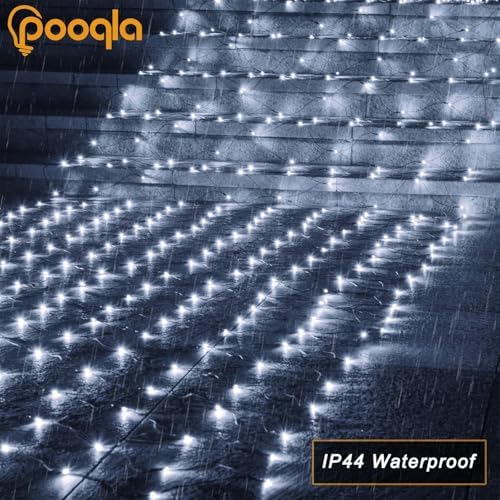 Pooqla Cool White Net Lights, 28x 5ft Christmas Lights Outdoor Green Wire - Image 7