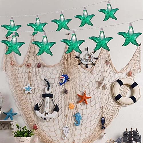 Ocean Themed Starfish String Lights 8.3Ft Marine Fairy String Lights 10 LED Green Starfish Lights, Waterproof Connectable Hanging Tropical Lights for Ocean Room Patio Garden Decor, Warm White - Image 6