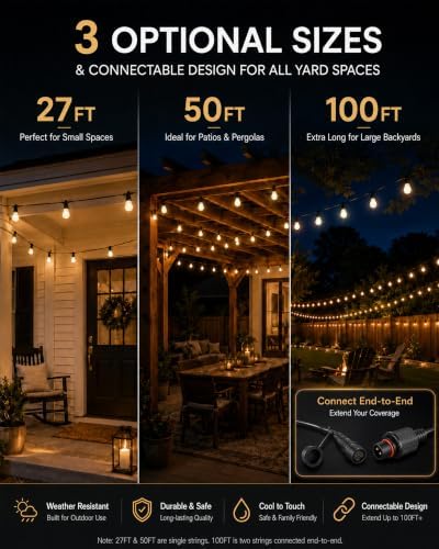Outdoor String Lights, ST14 Milky White Smart Color Changing LED Patio Lights with App & Remote, IP65 Waterproof Shatterproof Hanging Lights for Party (50FT) - Image 4