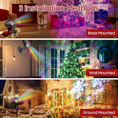 3-in-1 Christmas Projector Lights Outdoor, Dynamic Snowflakes + Ocean Wave Water Pattern + Red/Green Laser Light Show, IP65 Waterproof Remote Projector for Yard, Holiday Decor - Image 5