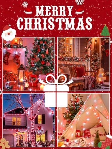 4Pack 60LED Fairy Lights Battery Operated with Timer, 20 FT Red and White - Image 2