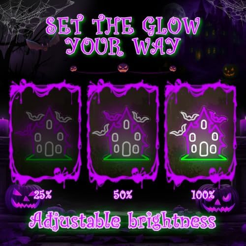Haunted House with Flying Bat Halloween Neon Sign Dimmable Led Wall Decor - Image 5