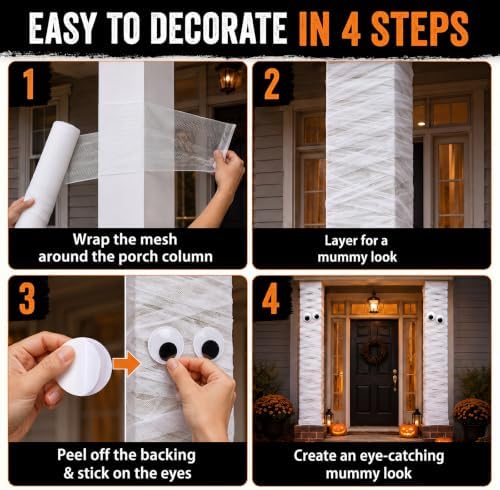Marspark 5 Pcs Halloween Mummy Decoration Halloween DIY Wrap Kit - Image 4