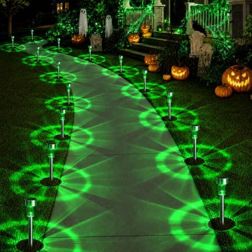 GIGALUMI Green Solar Pathway Lights, 20-Pack Outdoor Halloween Decor - Image 6