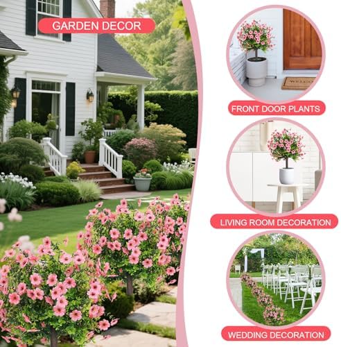 Artificial Shrubs for Outdoors 2‑Pack Pink Garden Yard - Image 3