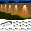 Bridika Solar Fence Lights Outdoor Waterproof, 12 Pack Fence Light Solar Powered with Bright Lens LED, Warm White, Cool White and RGB Color Glow, Solar Lights for Deck, Wall, Patio & Backyard Black by Bridika