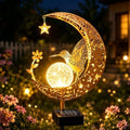 Solar Garden Decor Outdoor Statue, Moon Fairy Garden Figurines with Hummingbird Design for Mom Women Grandma Solar Stake Lights for Patio, Yard, Lawn, Pathway (Warm White) by ZNYCYE