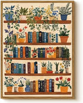 Vintage Botanical Book Shelf Framed Canvas Wall Art, 12x16 Colorful Plants Books Painting, Retro Library Reading Gift, Modern Home Décor for Living Room Study Office by WHASAYART