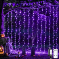 JMEXSUSS 300LED Purple Halloween Lights, 9.8x9.8ft Curtain Lights Plug in by JMEXSUSS