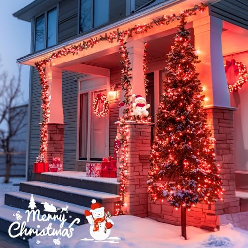 JMEXSUSS 400 LED Red Christmas Lights, 132ft String Lights Plug in - Image 7
