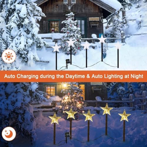 Christmas Decorations Outdoor, Solar Stars Pathway Lights, 5 PCS - Image 4