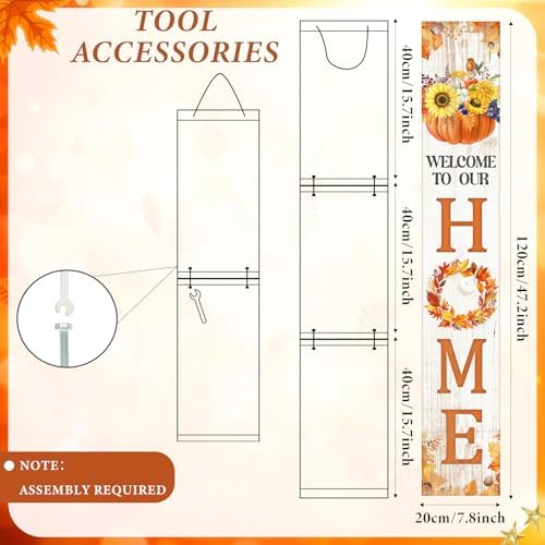 Farmhouse Thanksgiving Welcome Porch Signs 47" Wooden Fall Thanksgiving Decorations for Home Porch Large Maple Pumpkin Fall Vertical Sign Outside Decoration for Harvest Party Decor Home - Image 3