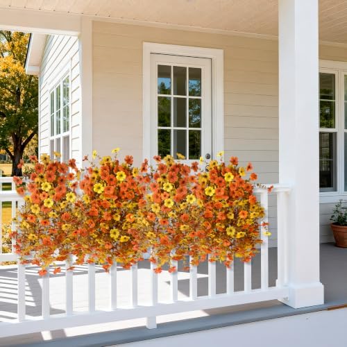 Homsunny Artificial Fake Mums Fall Flowers for Outdoor Outside Decoration - Image 4