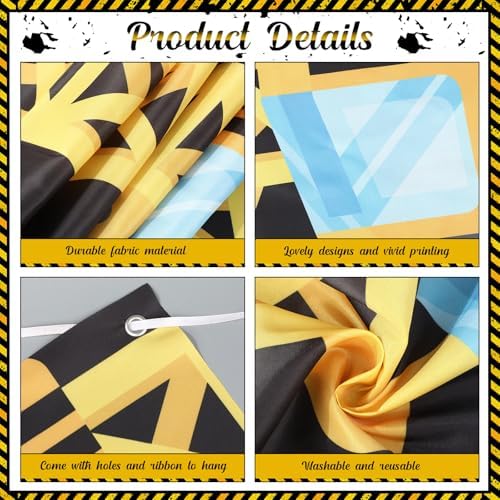 Tiamon Construction Door Decorations Construction Truck Porch Sign Banner Yellow Excavator Truck Hanging Door Banner Building Theme Backdrop for Birthday Photo Booth Party Supplies - Image 3