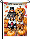 BlissYard Thanksgiving Dachshund Dogs Garden Flag Pumpkin 12x18 Inch Decor by BlissYard